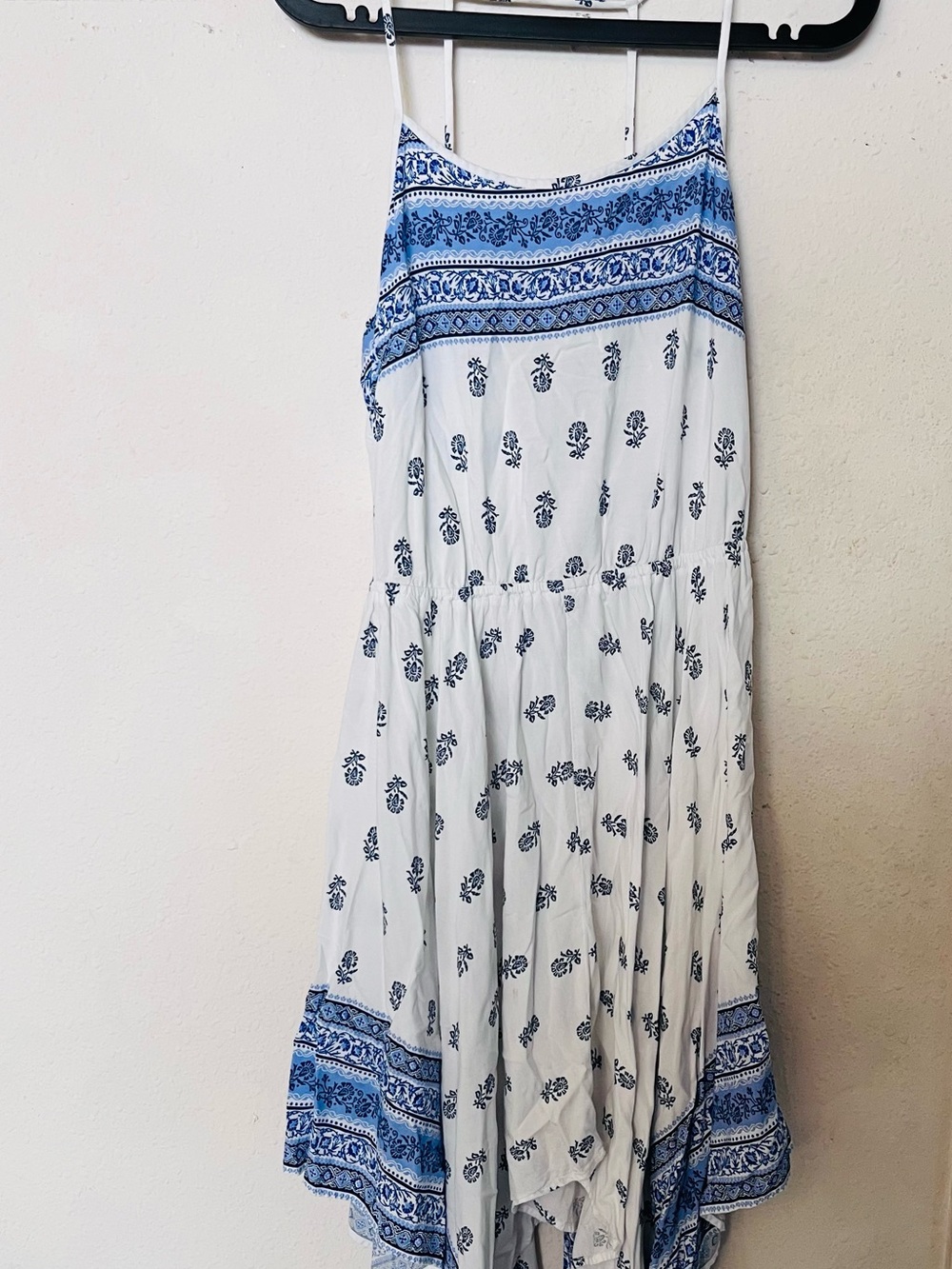 Place White Dress with Navy Floral Print